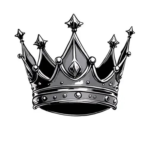 crown with 5 point with shadow tattoo design idea