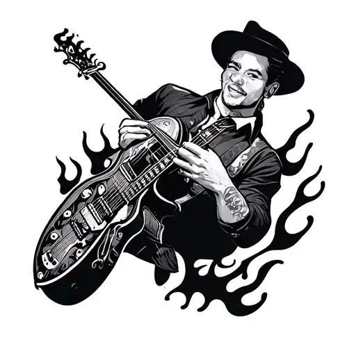 Rockabilly with flames tattoo design idea