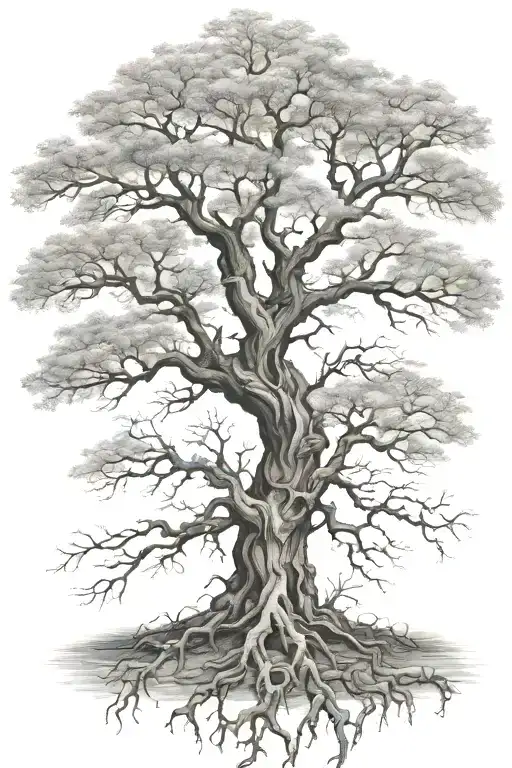 leafless ygg drasil tree tattoo design idea