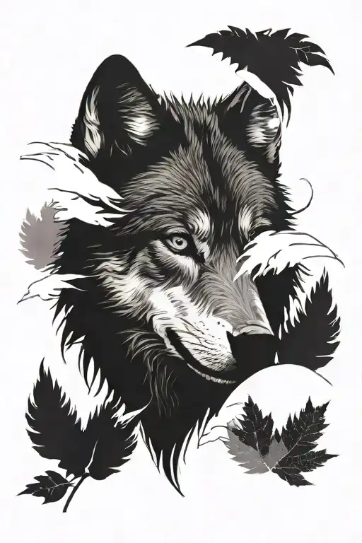 my girlfriends eye with 03/01/19 in roman numerals a wolf some more nature tattoo design idea