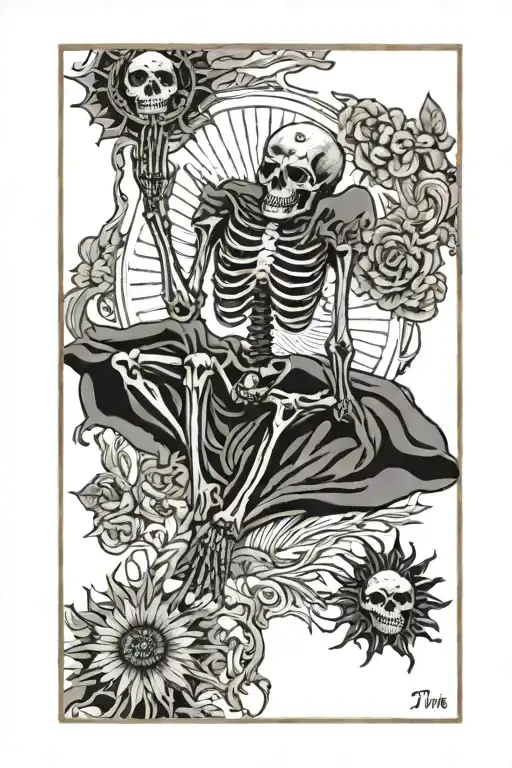 The sun tarot card featuring a skeleton tattoo design idea