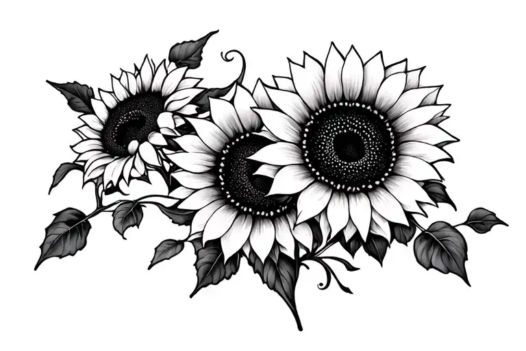 sunflower vines tattoo design idea