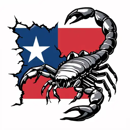 scorpion Texas flag ripping tattoo design idea