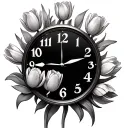 clock with tulips as the numbers in the clock face tattoo design idea