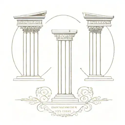greek column split in half tattoo design idea