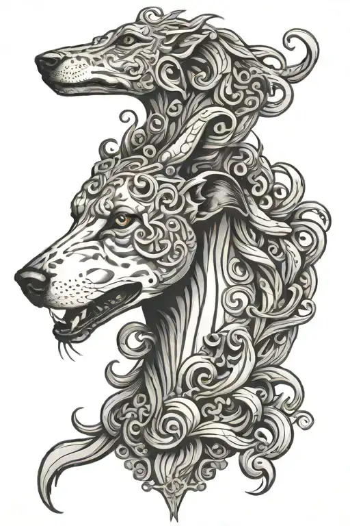 medusa greyhound surrounded tattoo design idea