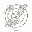 Yin Yang with endless knot inside symbolizing tattoo design idea