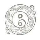 Yin Yang with endless knot inside symbolizing tattoo design idea