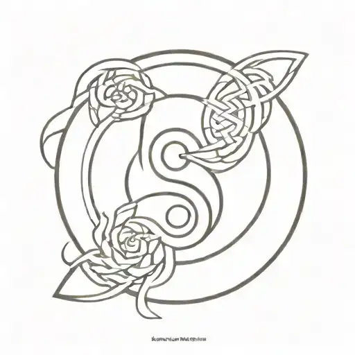 Yin Yang with endless knot inside symbolizing tattoo design idea