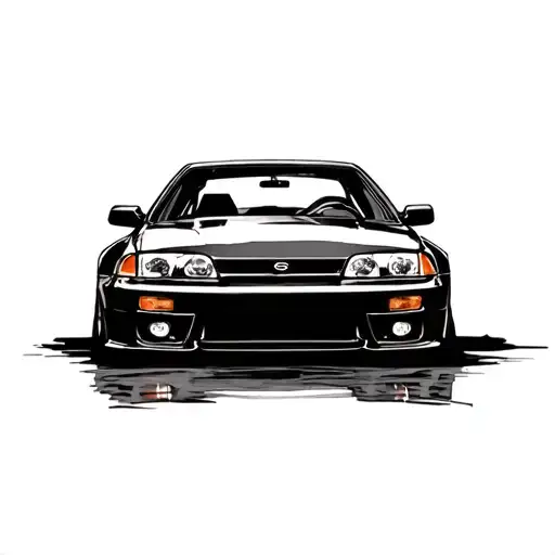 Nissan s14 from front and Nissan r32 from back tattoo tattoo design idea