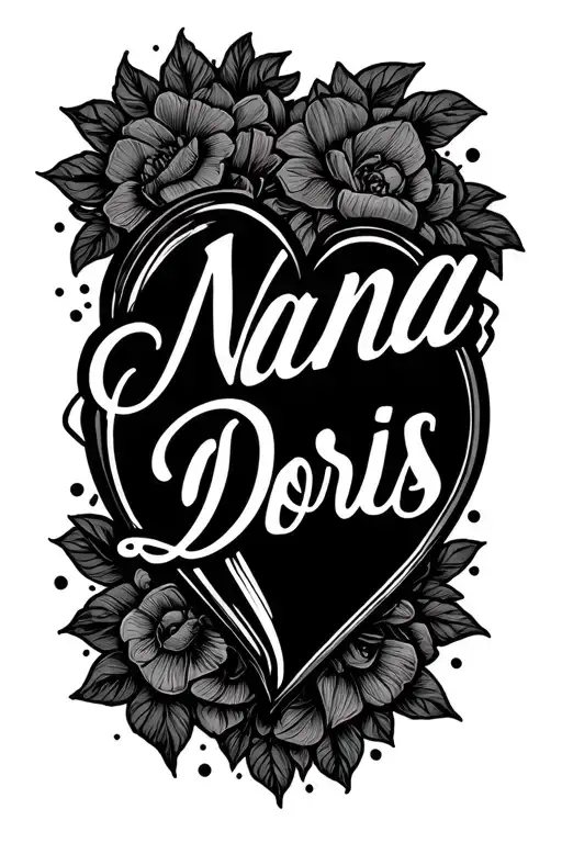 "Nana Doris" heart beat line tattoo design idea