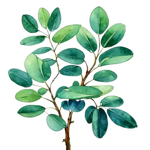 Eucalyptus with narrow leaves of watercolor tattoo design idea