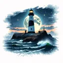 lighthouse and moon tattoo design idea