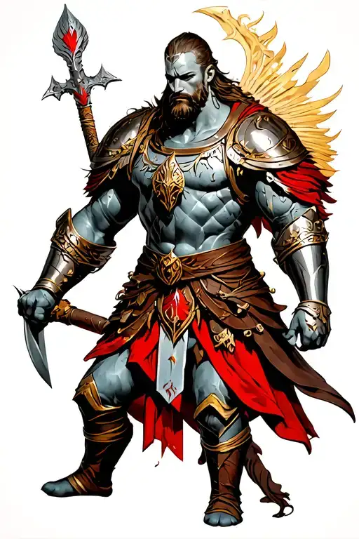 Ares god of war in greek armor tattoo design idea