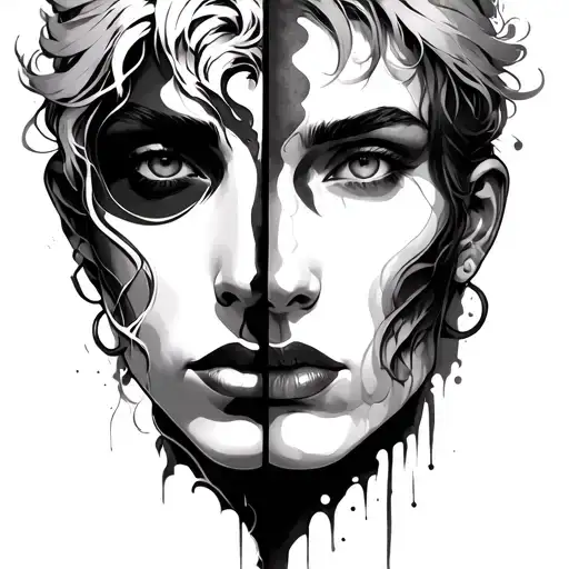 Gemini Two Face tattoo design idea