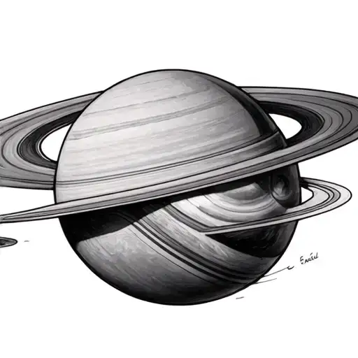 saturn sketch with faith tattoo design idea