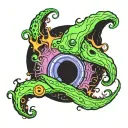 cosmic trippy tentacles coming out of portal radiating darkness tattoo design idea