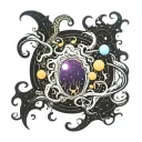 cosmic trippy tentacles coming out of portal radiating darkness tattoo design idea