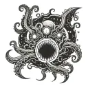 cosmic trippy tentacles coming out of portal radiating darkness tattoo design idea