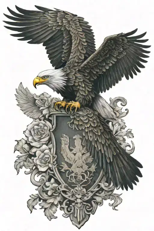 Katolic kors and polish eagle over it tattoo design idea