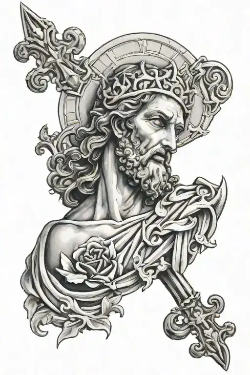 saint jude masculine tattoo design idea