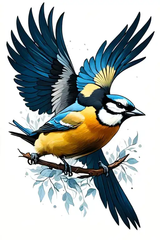 spitfire and Blue tit tattoo design idea