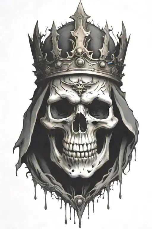 skull with upside-down cross crown tattoo design idea