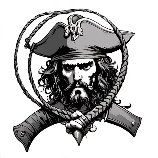pirate holding a whip tattoo design idea