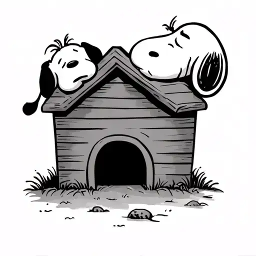 snoopy sleeping on dog house tattoo design idea