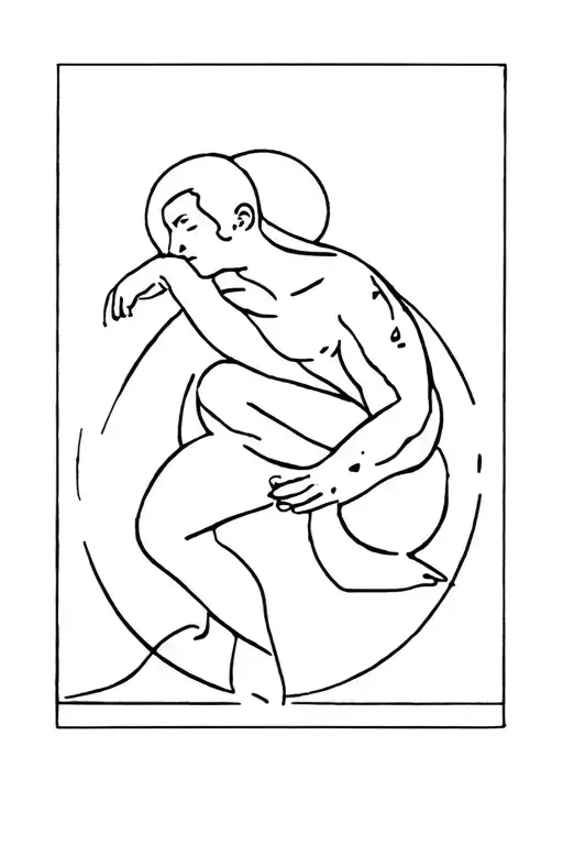 myth of Sisyphus in Picasso style tatto design incorporating elements tattoo design idea