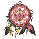 Feather Pink Dreamcatcher tattoo design idea