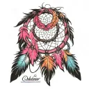 Feather Pink Dreamcatcher tattoo design idea