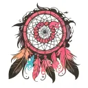 Feather Pink Dreamcatcher tattoo design idea