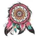 Feather Pink Dreamcatcher tattoo design idea