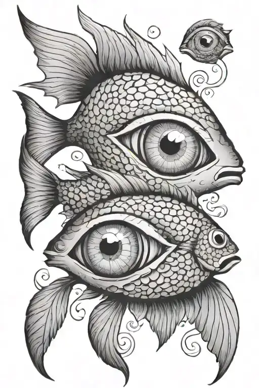 eyeballs fish scales tattoo design idea