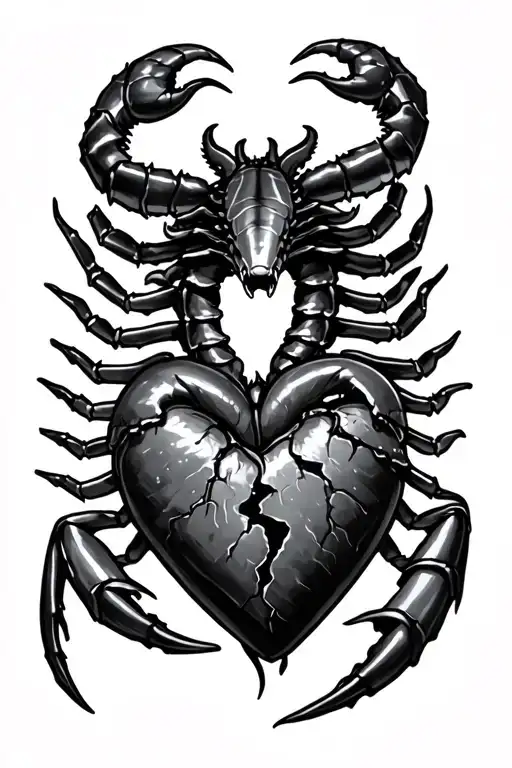 scorpion guarding a broken heart tattoo design idea