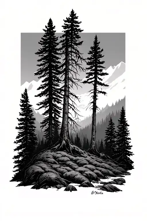 PNW Forest tattoo design idea