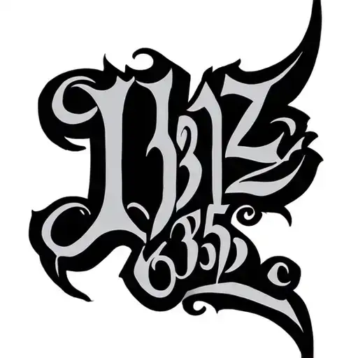 only the number 1812365-6 with an aggressive typography tattoo design idea