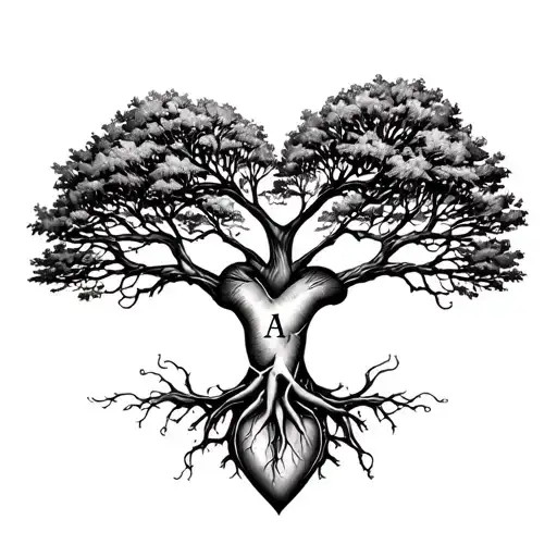 Anatomic heart, were are initials of my sons and WiFe, A, E, M. From this heart is growing tree of life. meant as the th tattoo design idea