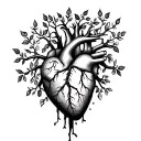 Anatomic heart, were are initials of my sons and WiFe, A, E, M. From this heart is growing tree of life. meant as the th tattoo design idea
