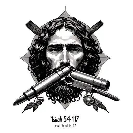 Isaiah 54 17 engraved in a bullet tattoo design idea