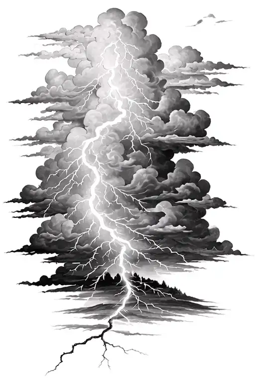 storm clouds with lightning tattoo design idea