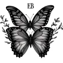 two butterflies and EB initials in calligraphy. no other additions tattoo design idea