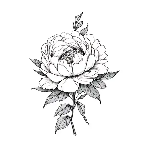 sexual assault symbol and peony flowers tattoo design idea