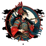 Warrior with invocation circle tattoo design idea