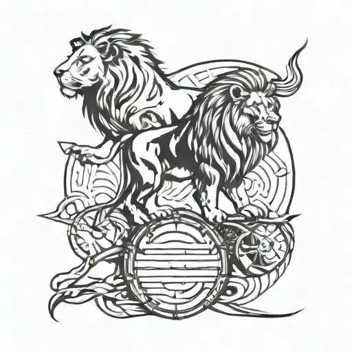 Combine elements of a lion and a drum to create a unique safari-inspired tattoo design tattoo design idea