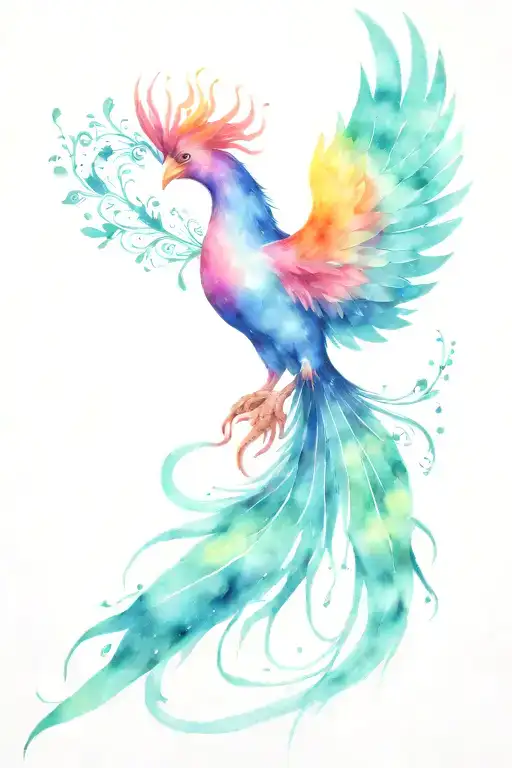 galaxy phoenix bird tattoo design idea