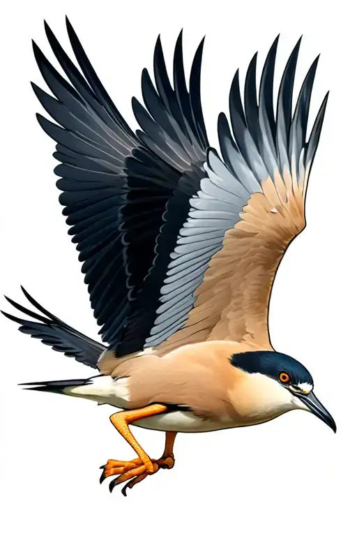 night heron flying tattoo design idea