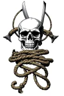 skull cutlass flintlock rope intertwined tattoo design idea