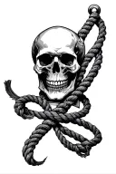 skull cutlass flintlock rope intertwined tattoo design idea